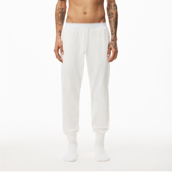 Alexander Wang waffle unisex jogger pant men’s white long John’s medium NWT